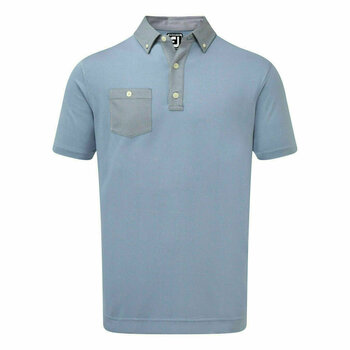Camisa pólo Footjoy Birdseye Jacquard Buttondown Collar Mens Polo Blue Marlin XL - 1