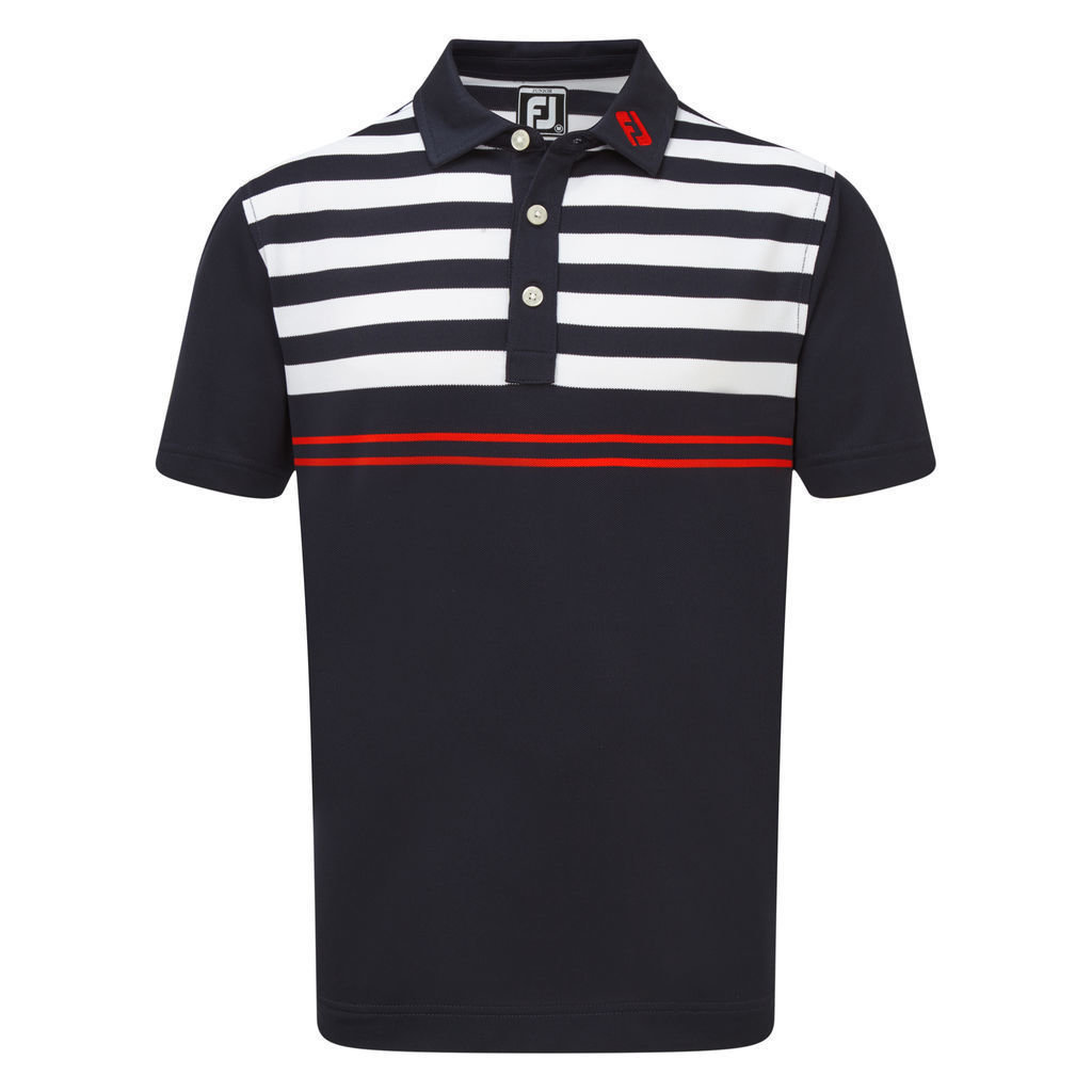 Poloshirt Footjoy Stretch Pique with Graphic Stripes Navy/White/Scarlet S