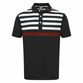 Polo Footjoy Stretch Pique with Graphic Stripes Navy/White/Scarlet S - 1