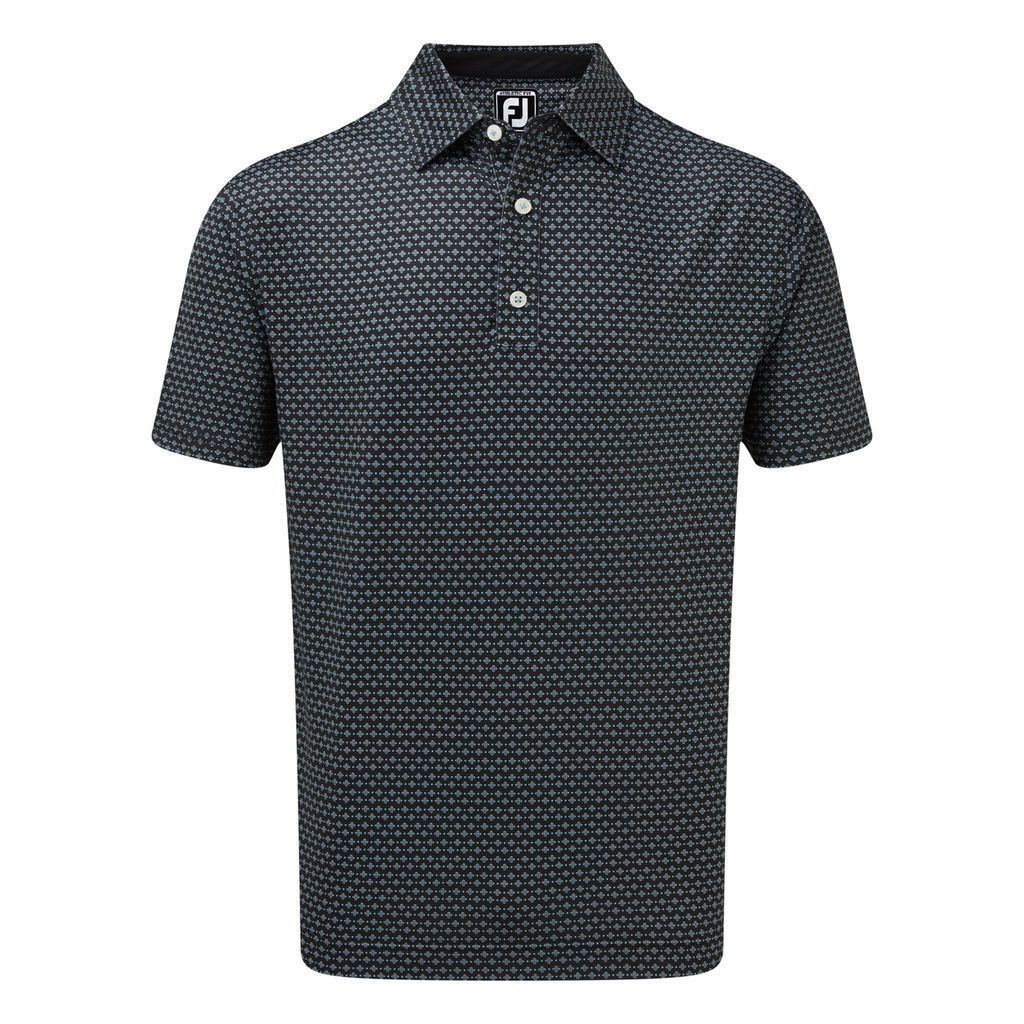 Риза за поло Footjoy Stretch Lisle Foulard Print Mens Polo Shirt Black L