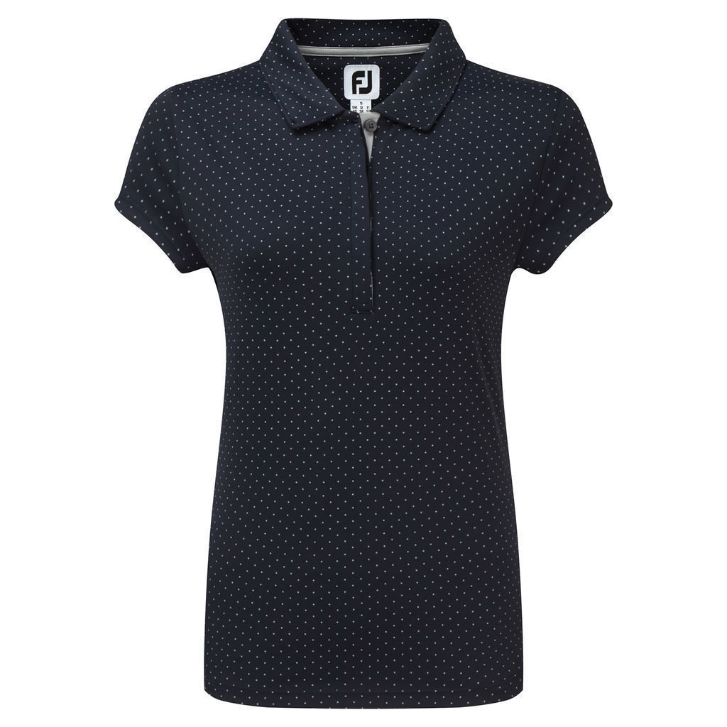 Polo Shirt Footjoy Smooth Pique with Pin Dot Print Womens Polo Shirt Navy/Grey L