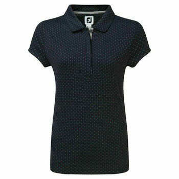 Camisa pólo Footjoy Smooth Pique with Pin Dot Print Womens Polo Navy/Grey L - 1