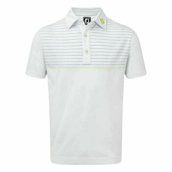 Polo-Shirt Footjoy Stretch Lisle Engineered Pinstripe Herren Poloshirt White/Blue/Citrus M - 1