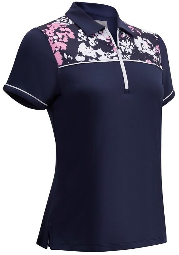 Polo trøje Callaway Floral Shoulder Print Camo Womens Polo Shirt Peacoat L