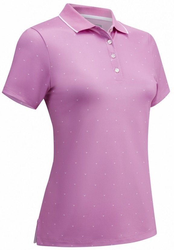 Camisa pólo Callaway Chevron Polka Dot Womens Polo Shirt Fuchsia Pink M