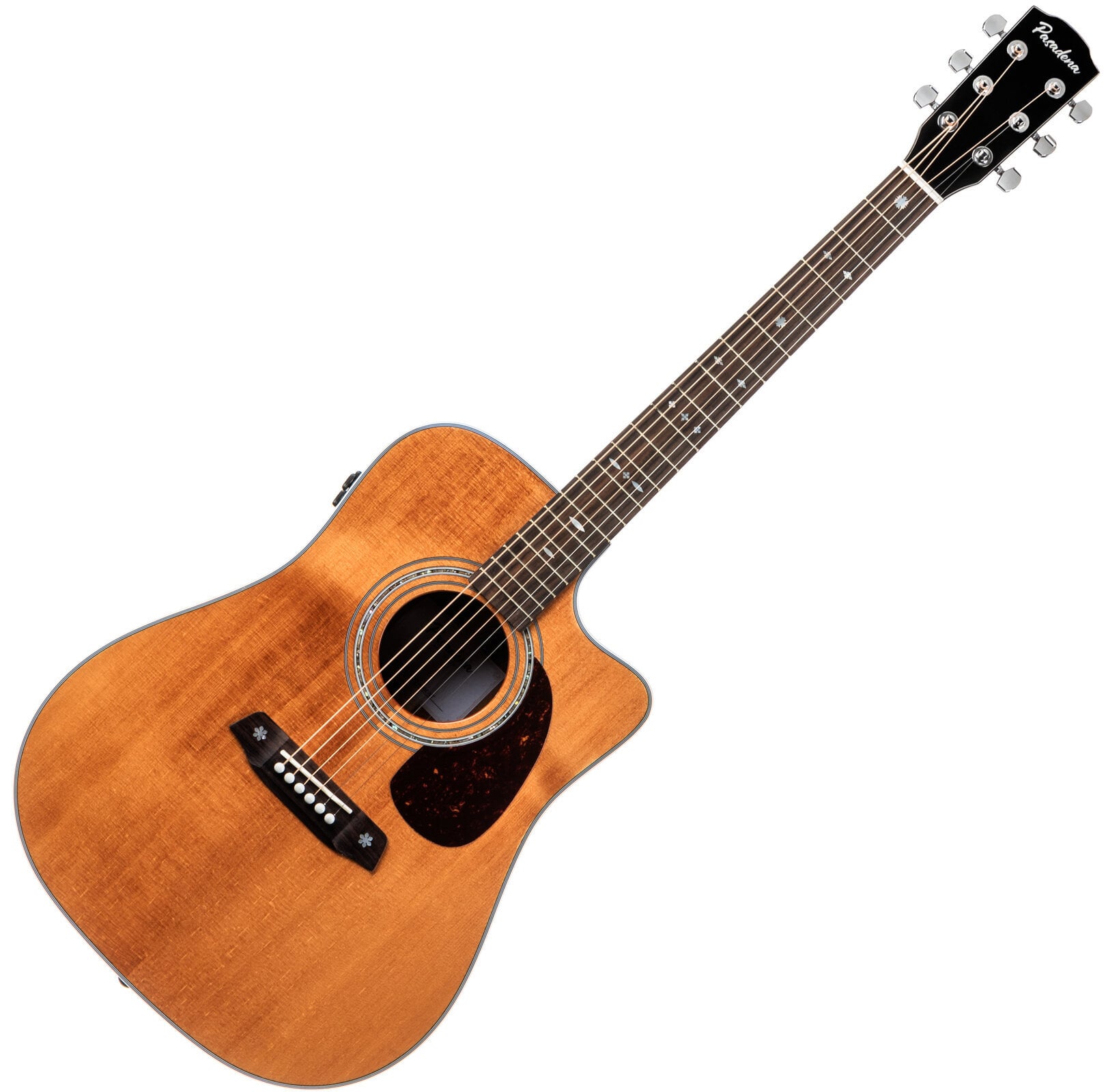 Guitare Dreadnought acoustique-électrique Pasadena PDC-450E All Solid Vintage Natural Guitare Dreadnought acoustique-électrique