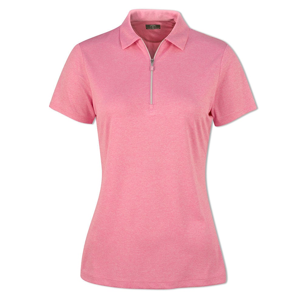 Poloshirt Callaway 1/4 Zip Heathered Womens Polo Shirt Fuchsia Pink M