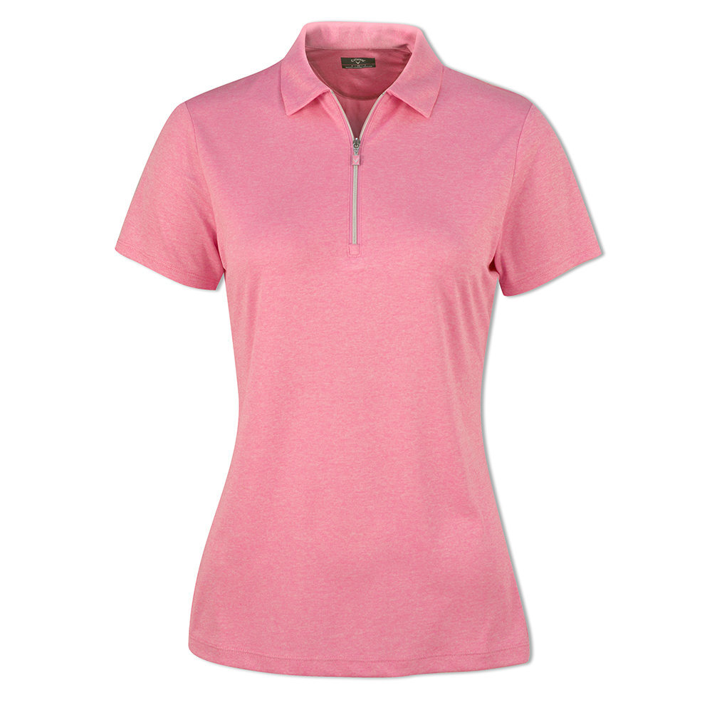 Polo Shirt Callaway 1/4 Zip Heathered Womens Polo Shirt Fuchsia Pink XS