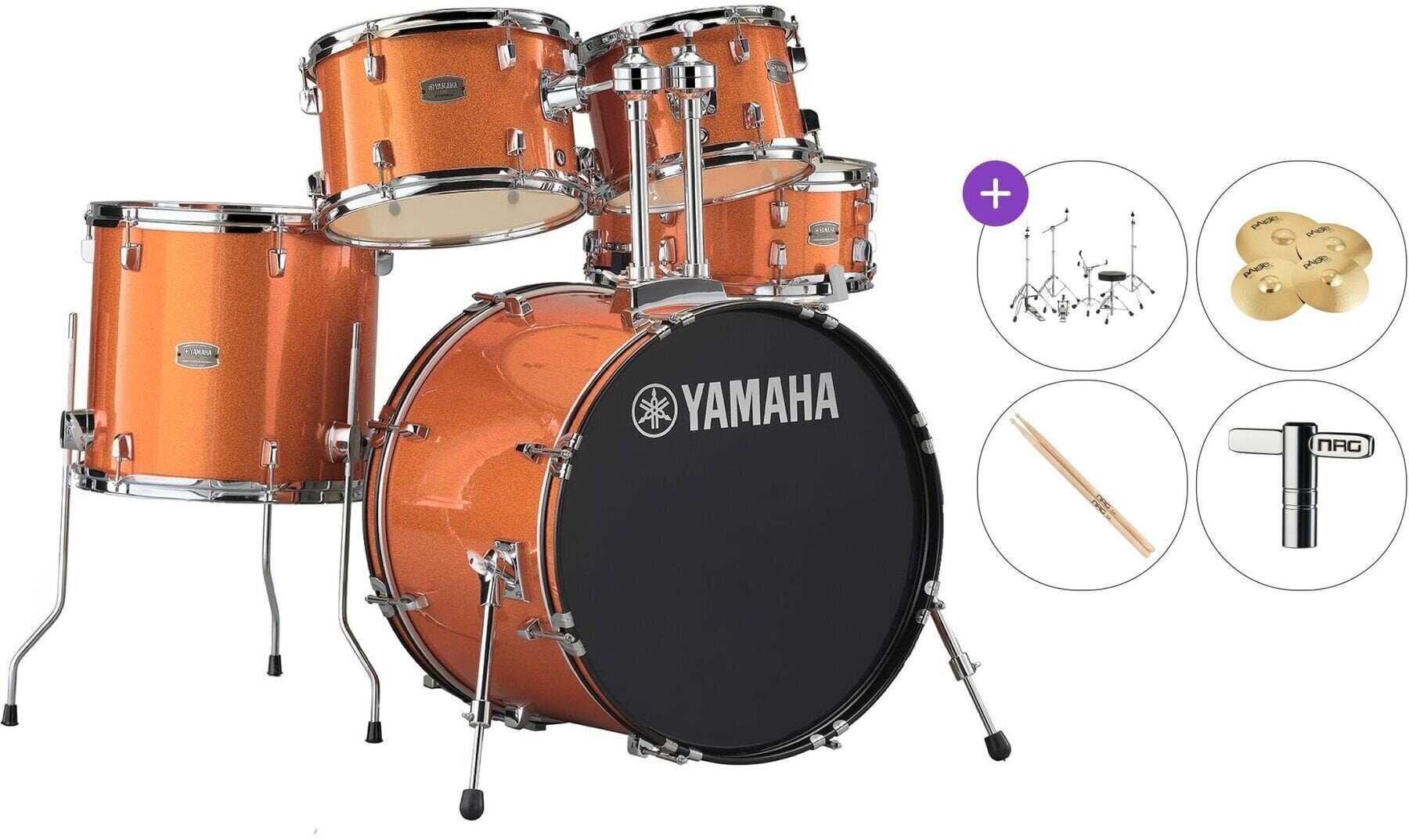 Set akustičnih bubnjeva Yamaha RDP0F5ORG Rydeen Standard SET Orange Glitter Set akustičnih bubnjeva