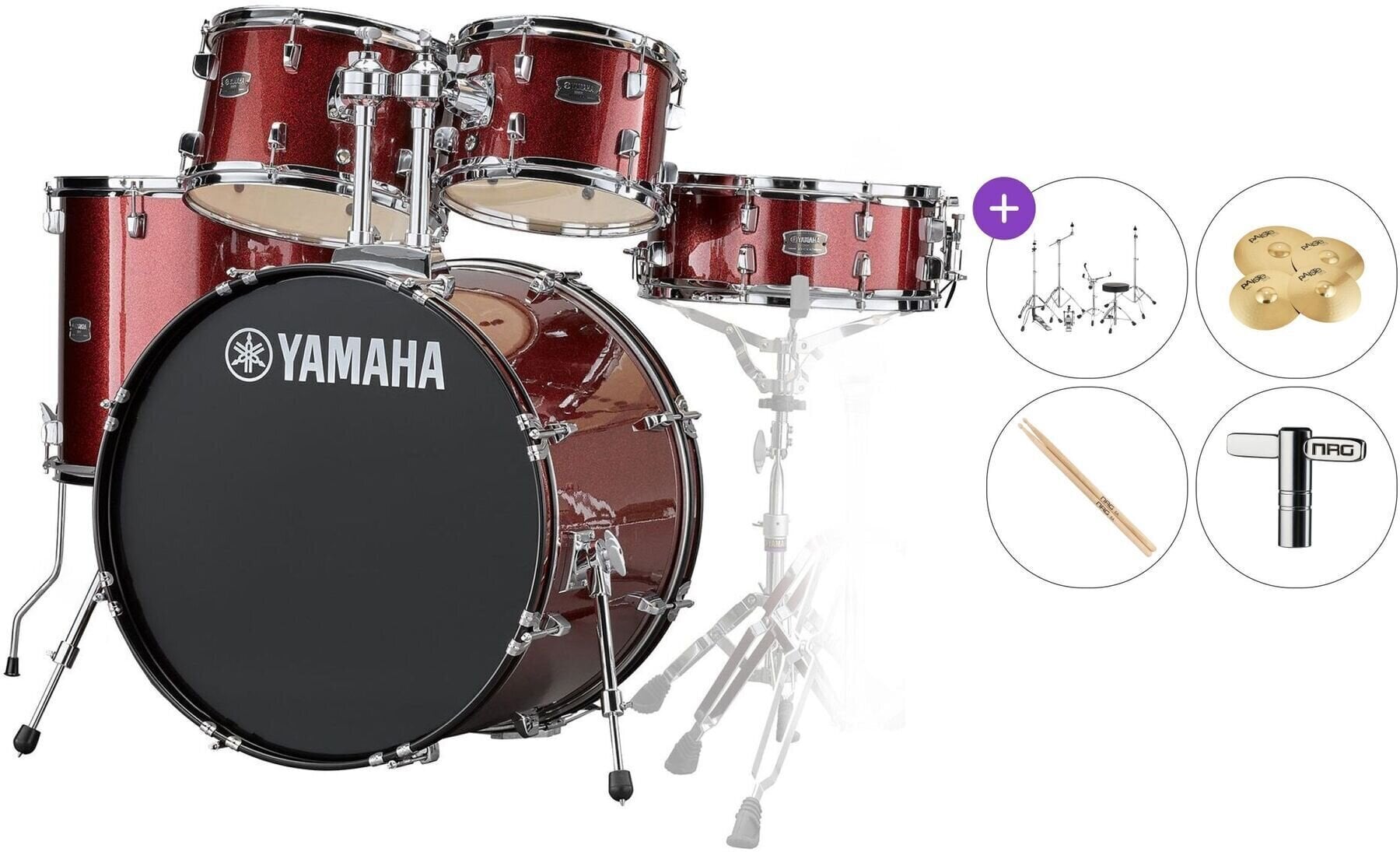 Drumkit Yamaha RDP2F5BGG Rydeen Standard SET Burgundy Glitter Drumkit