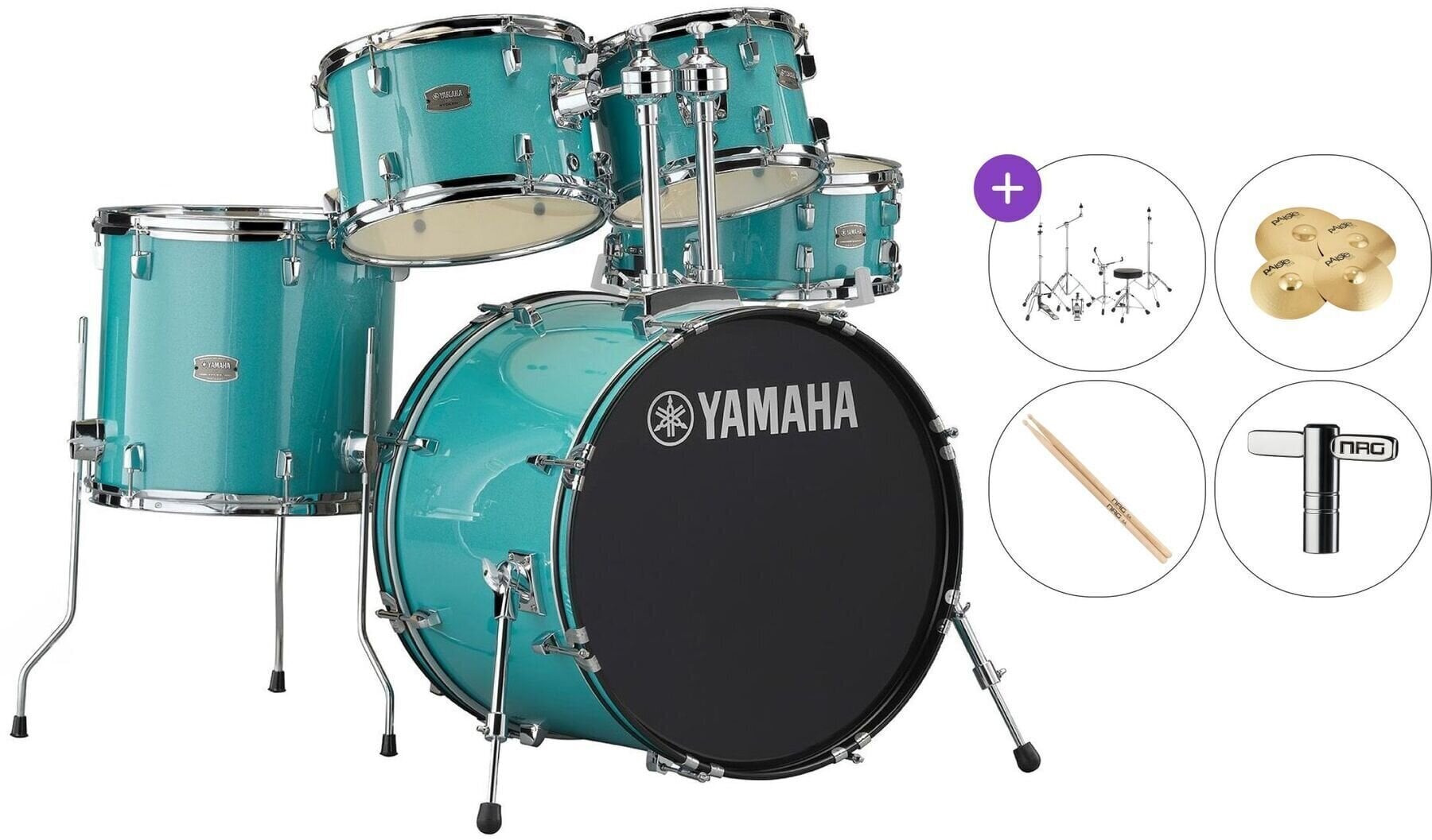 Drumkit Yamaha RDP0F5TQG Rydeen Standard SET Turquoise Glitter Drumkit