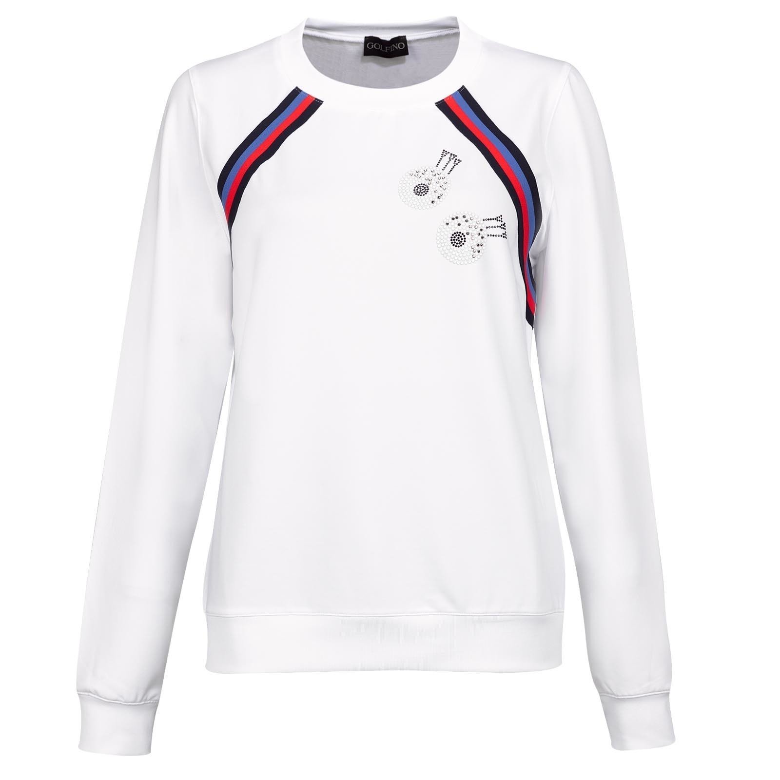 Hættetrøje/Sweater Golfino Retro Sport Round Neck Womens Sweater Optic White 34