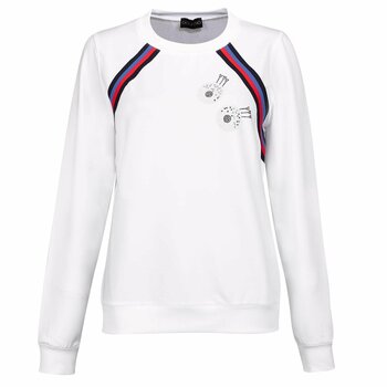 Hættetrøje/Sweater Golfino Retro Sport Round Neck Womens Sweater Optic White 38 - 1