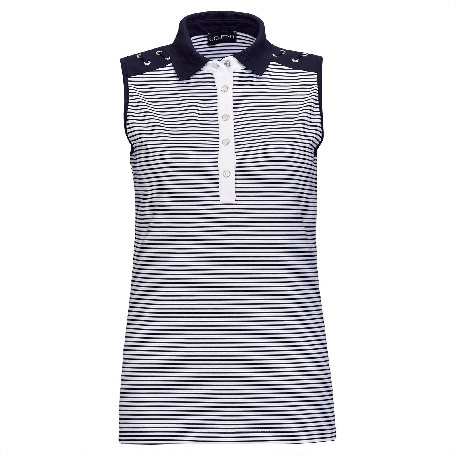 Polo trøje Golfino Nautical Stripes Sleeveless Womens Polo Shirt Navy 36