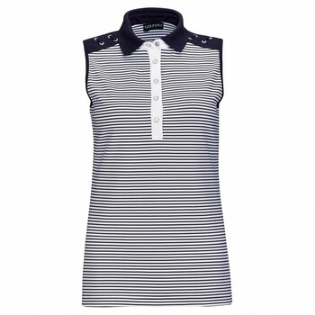 Polo Shirt Golfino Nautical Stripes Sleeveless Womens Polo Shirt Navy 36 - 1