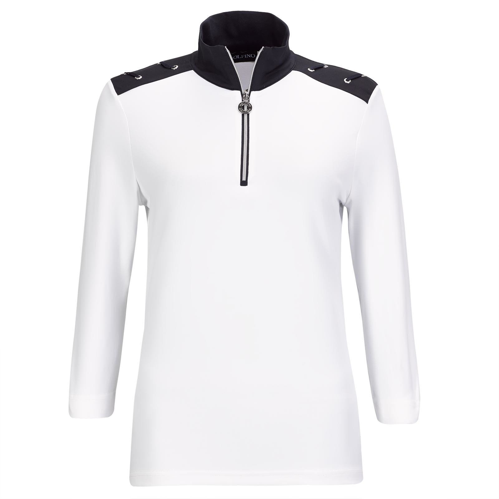 Polo-Shirt Golfino Nautical Stripes 3/4 Sleeve Womens Troyer White 34