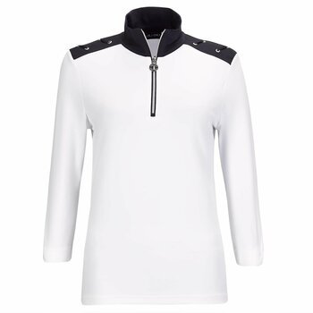 Polo Shirt Golfino Nautical Stripes 3/4 Sleeve Womens Troyer White 34 - 1