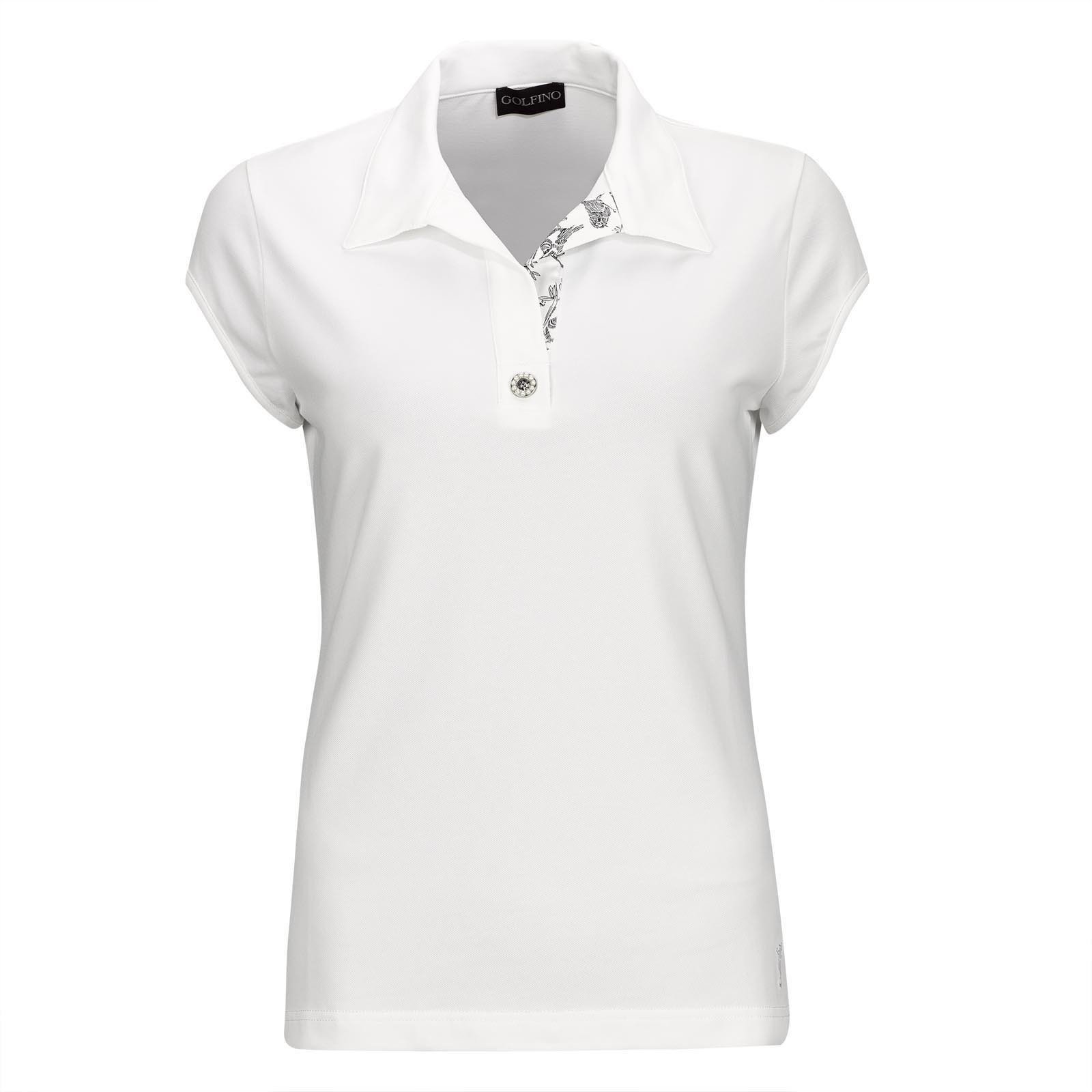 Polo Shirt Golfino Pearls Cap Sleeve Womens Polo Shirt White 38