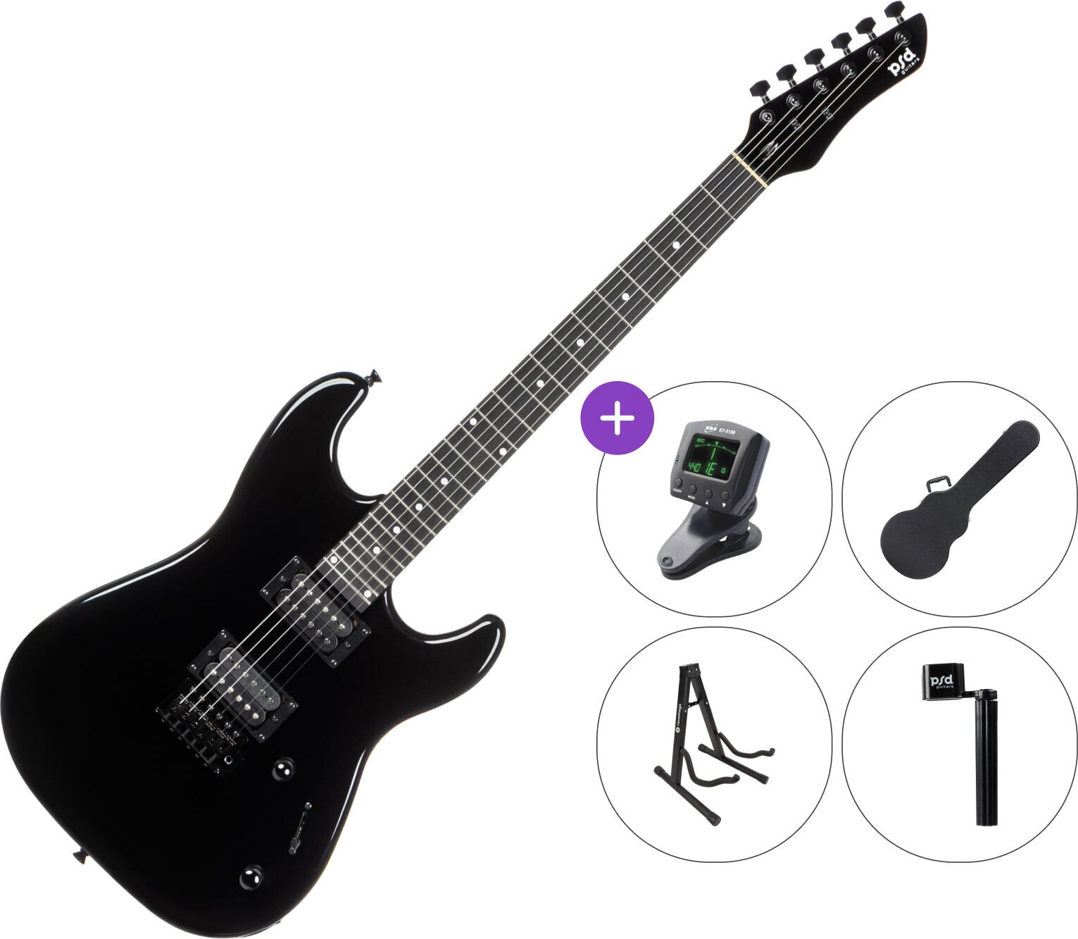 Guitarra eléctrica PSD Guitars SPS-100 SET 2 Black Guitarra eléctrica