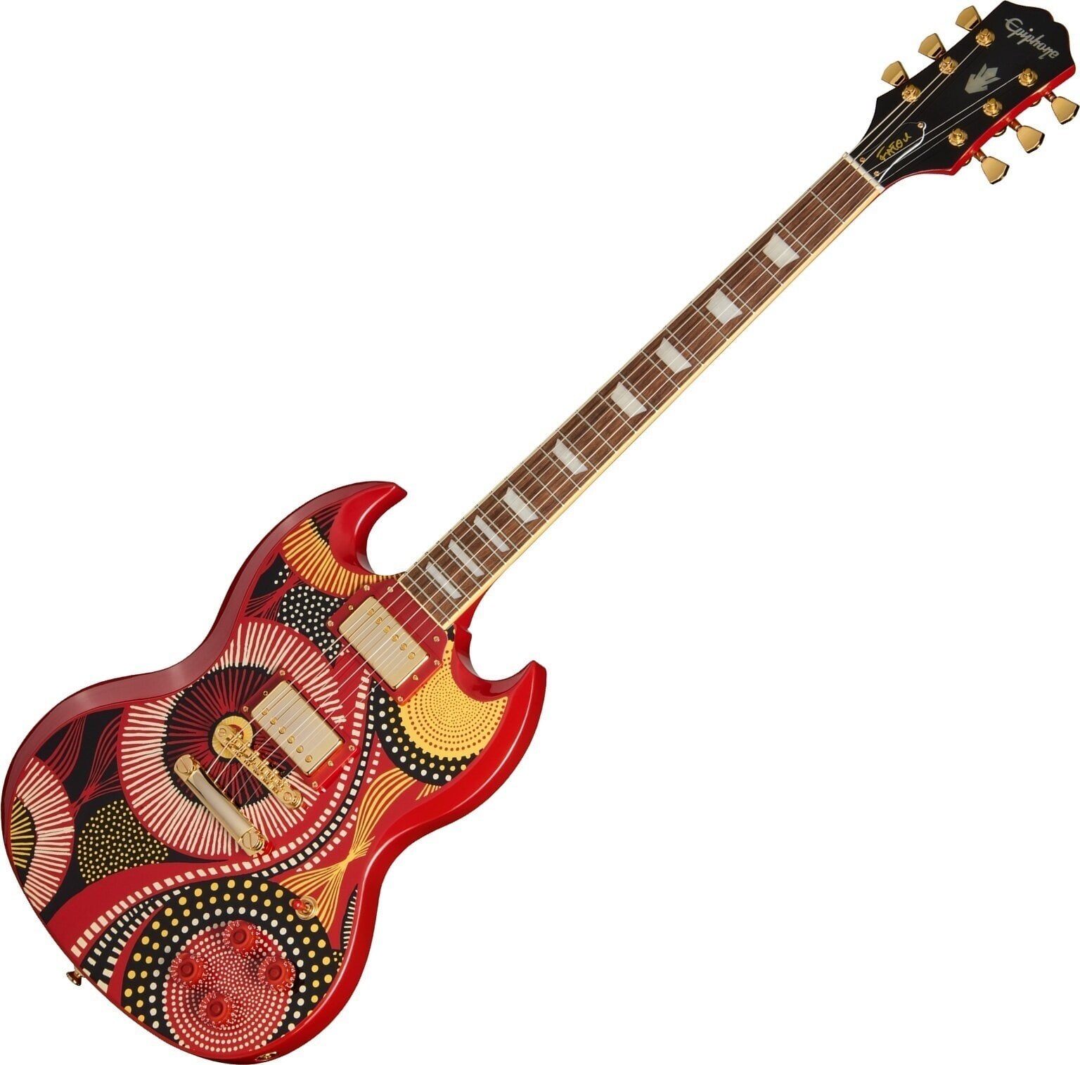 Elektrisk gitar Epiphone Fatoumata Diawara SG Ember Red-Malian Graphic Elektrisk gitar