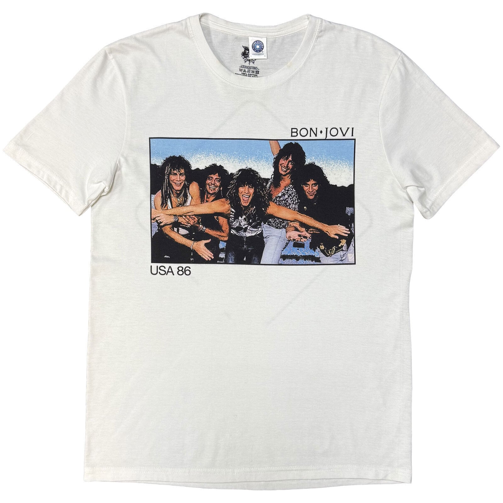 Tričko Bon Jovi USA '86 (Back Print) White S Tričko