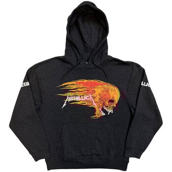 Hoodie Metallica Worn Pushead Flaming Skull (Back Print) Charcoal Grey XL Hoodie - 1