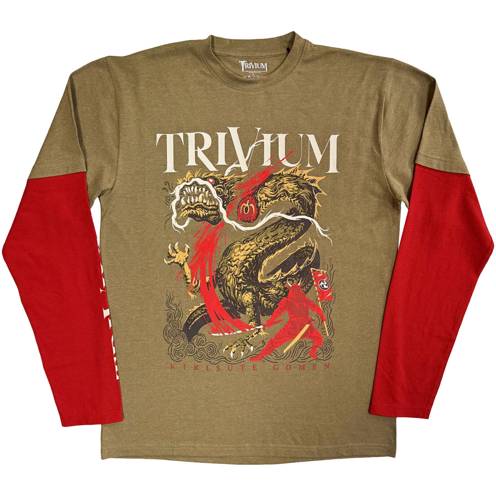 Tričko Trivium Kirisute Gomen (Back & Sleeve Print) Green & Red S Tričko