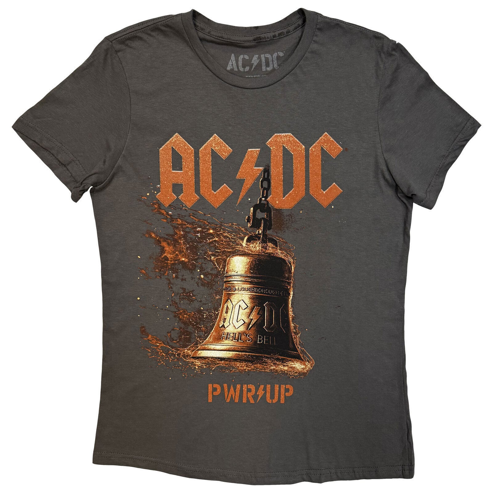 Koszulka AC/DC Bell Lightning EU Tour '25 (Back Print & Ex-Tour) Charcoal Grey 2XL Damskie Koszulka