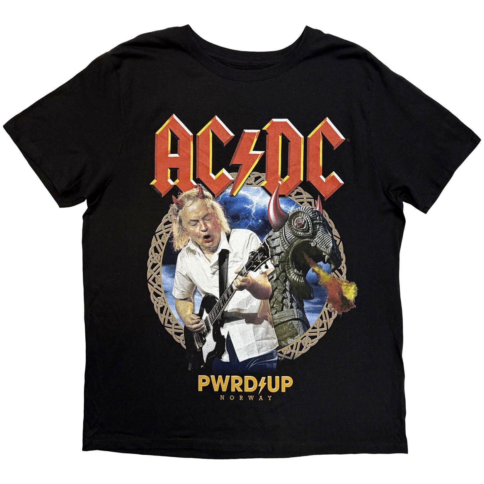 Tričko AC/DC PWR'D-UP Norway EU Tour '25 (Back Print & Ex-Tour) Black 3XL Tričko