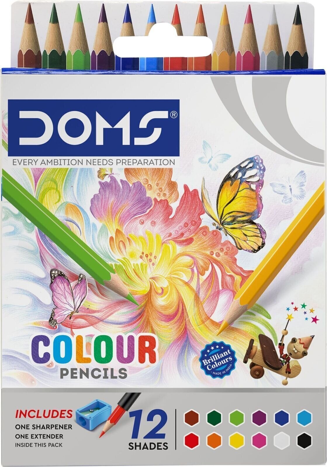Crayon de couleur DOMS N80422 Coffret crayons de couleur 12 pcs + Sharpener