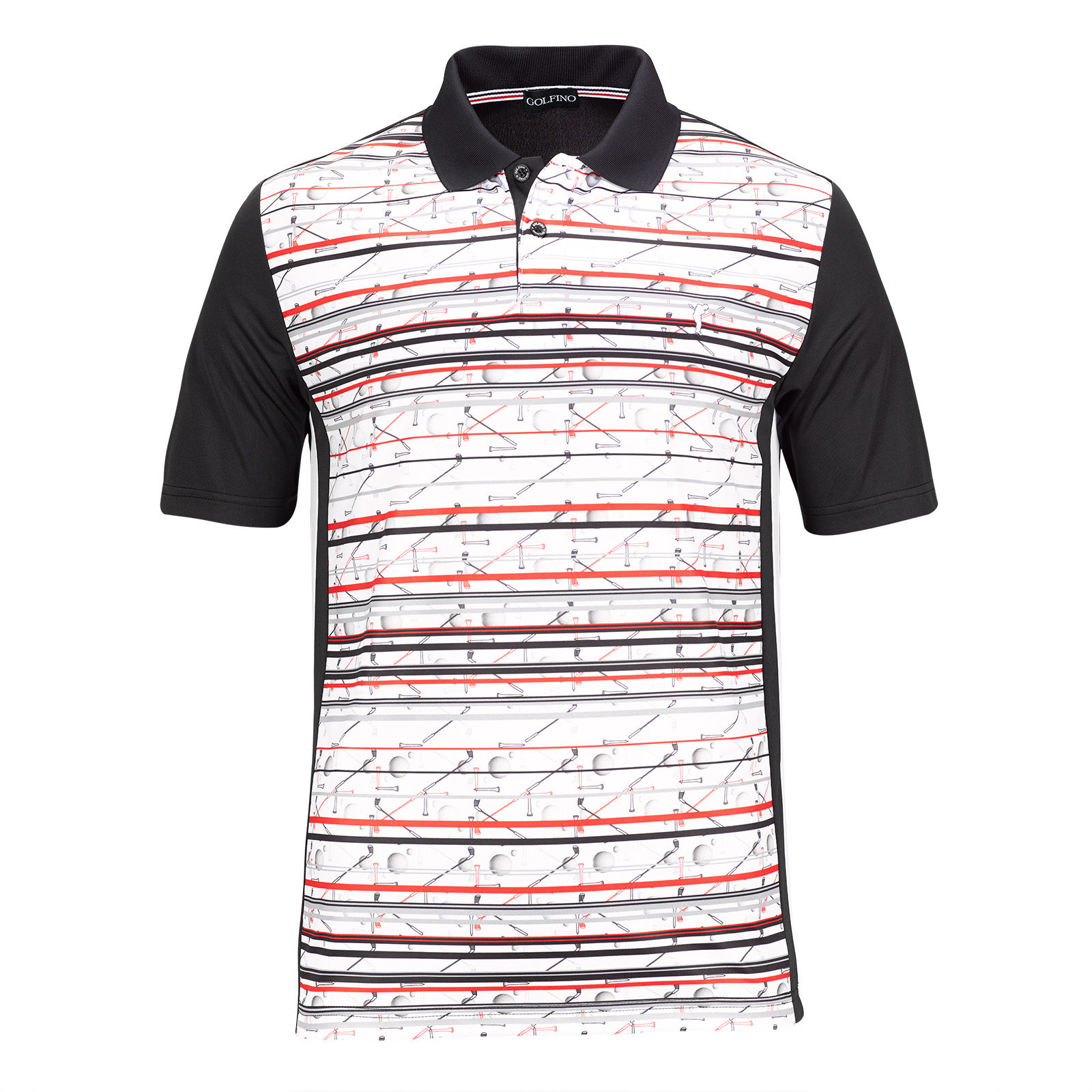 Polo Shirt Golfino Red Performance Striped Mens Polo Shirt Black 50