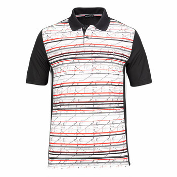 Polo trøje Golfino Red Performance Striped Mens Polo Shirt Black 50 - 1