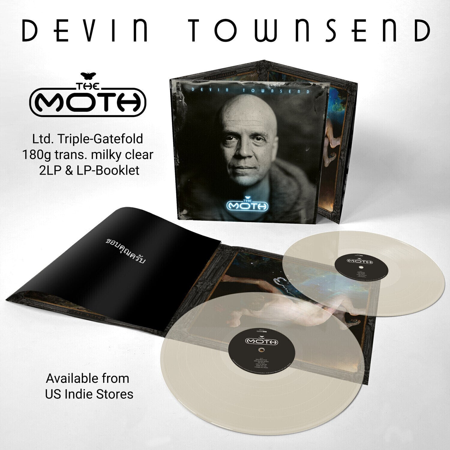 Schallplatte Devin Townsend - The Moth (US Version) (Indie Exclusive) (Gatefold) (Trans Milky Clear Coloured) (2 LP)