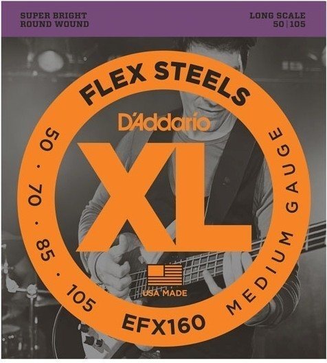 Bassokitaran kieli D'Addario EFX160 FlexSteels 50-105 Long Scale