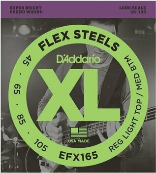 Cordes de basses D'Addario EFX165 FlexSteels Custom Light 45-105 - 1