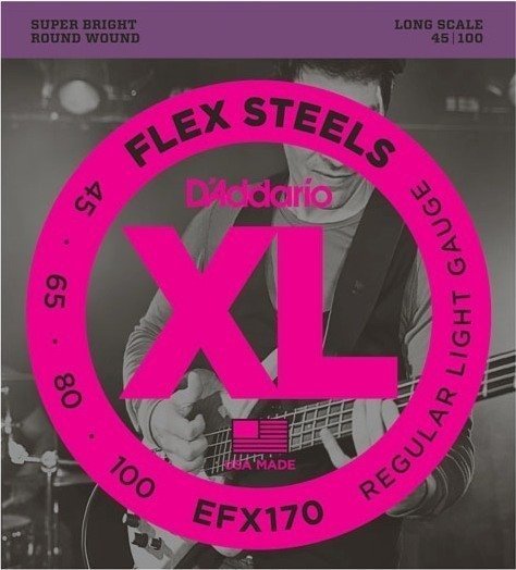 Struny do gitary basowej D'Addario EFX170 FlexSteels Bass 45-100