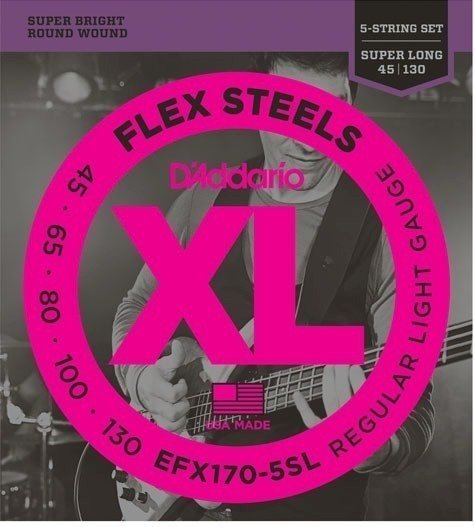 Струни за 5-струнна бас китара D'Addario EFX170-5SL FlexSteels 5-String 5-130 Super Long Scale