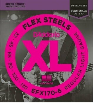 Snaren voor 6-snarige basgitaar D'Addario EFX170-6 FlexSteels 6-String 32-130 Long Scale - 1