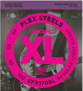 Žice za bas gitaru D'Addario EFX170SL FlexSteels 4-String 45-100 Long Scale - 1