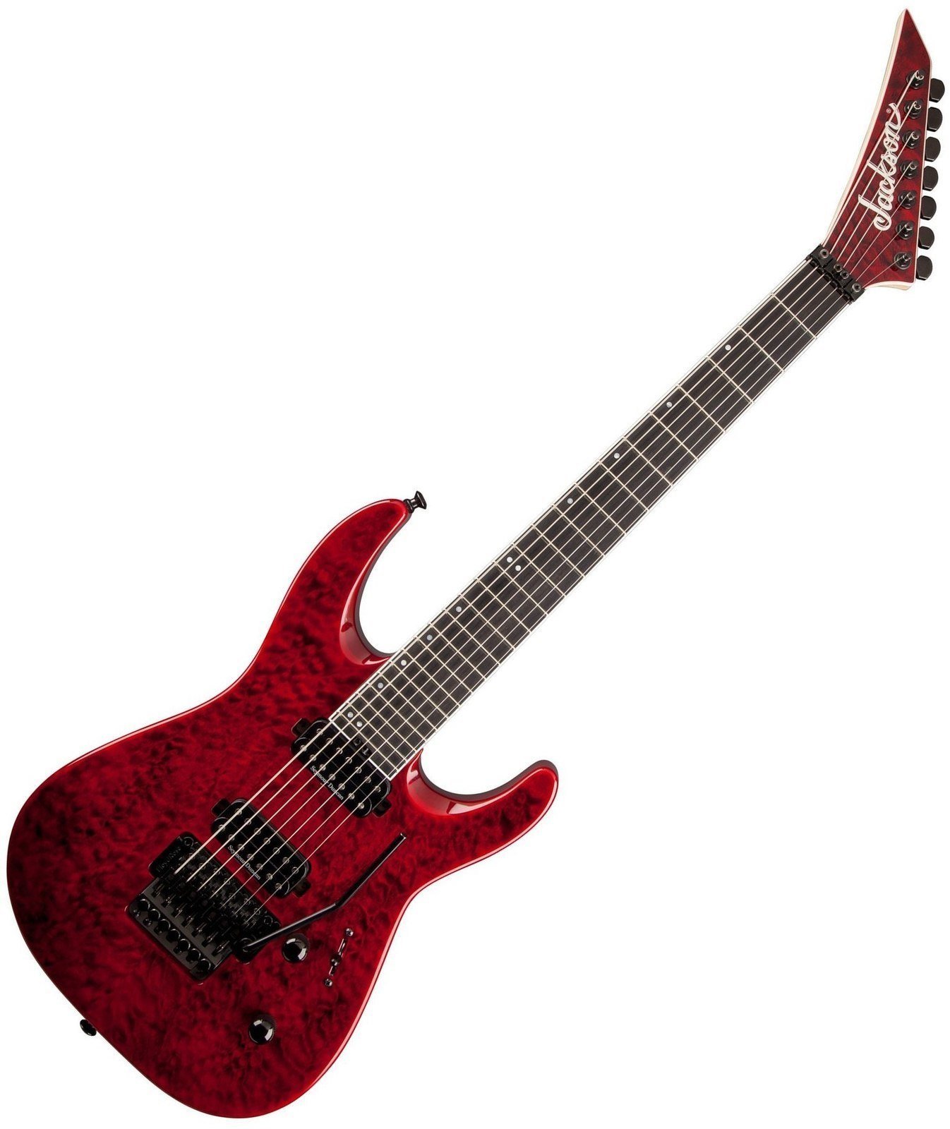 Guitare électrique Jackson Pro DK7-Q Dinky Transparent Red