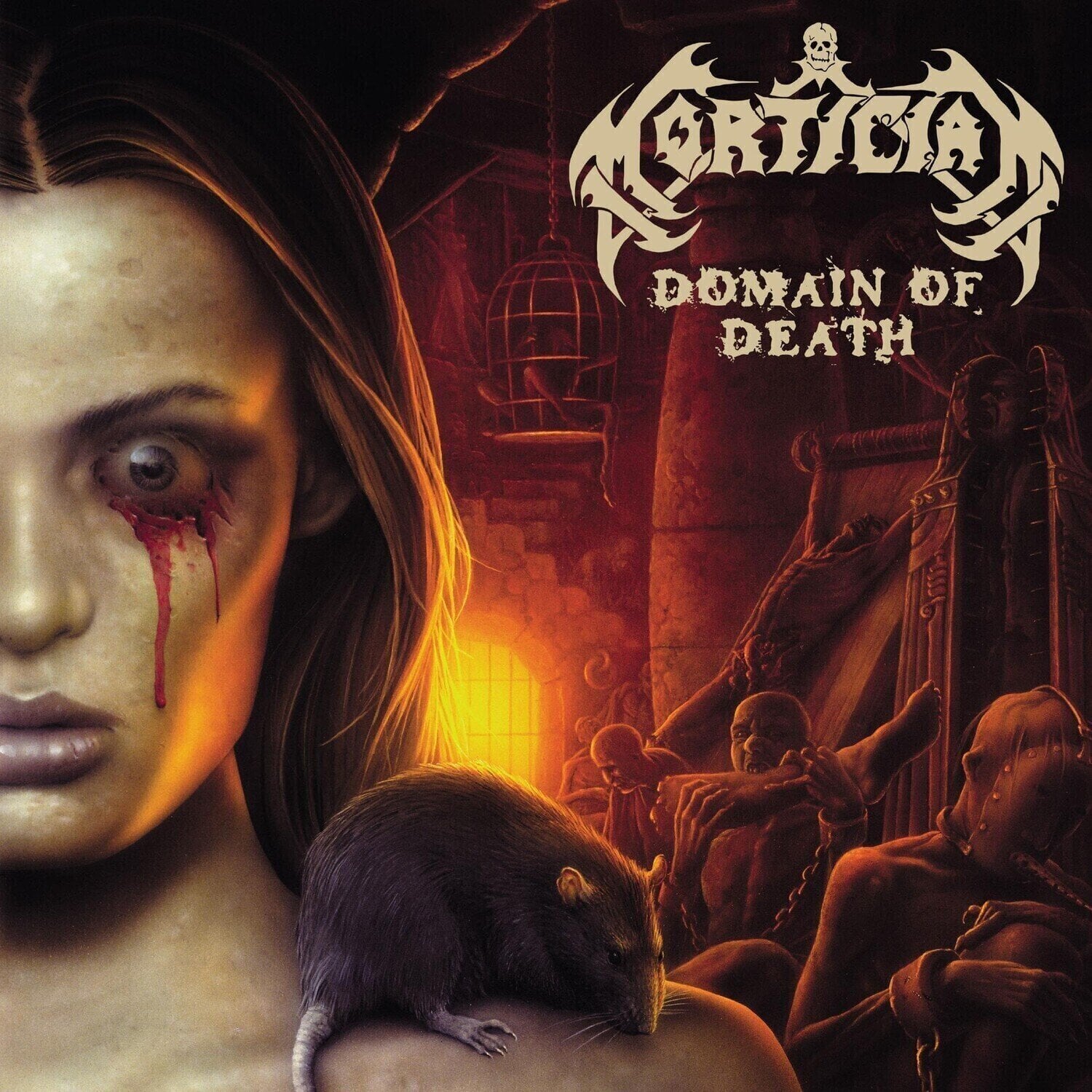 LP Mortician - Domain Of Death (Reissue) (Orange Krush with Bone White Red and Oxblood Splatter Coloured) (LP)