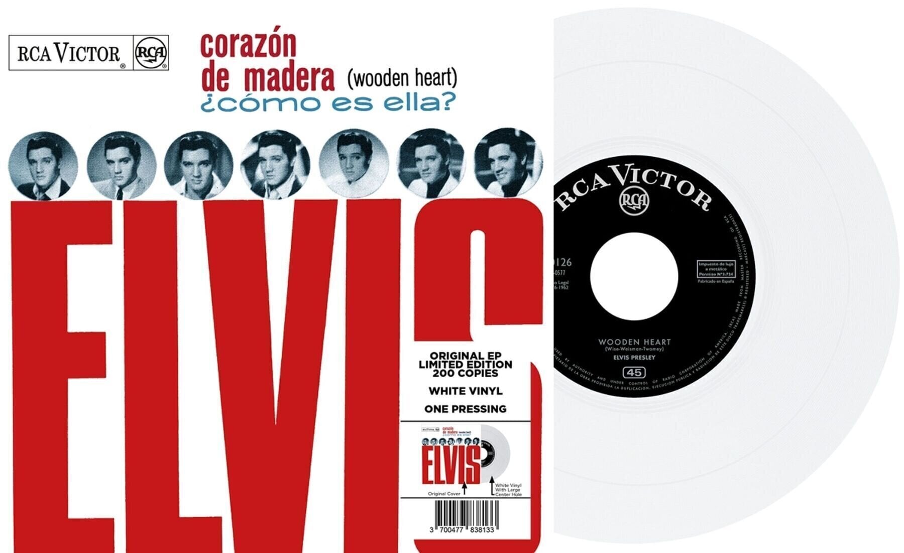 LP plošča Elvis Presley - Corazón De Madera (Limited Edition) (White Coloured) (7")