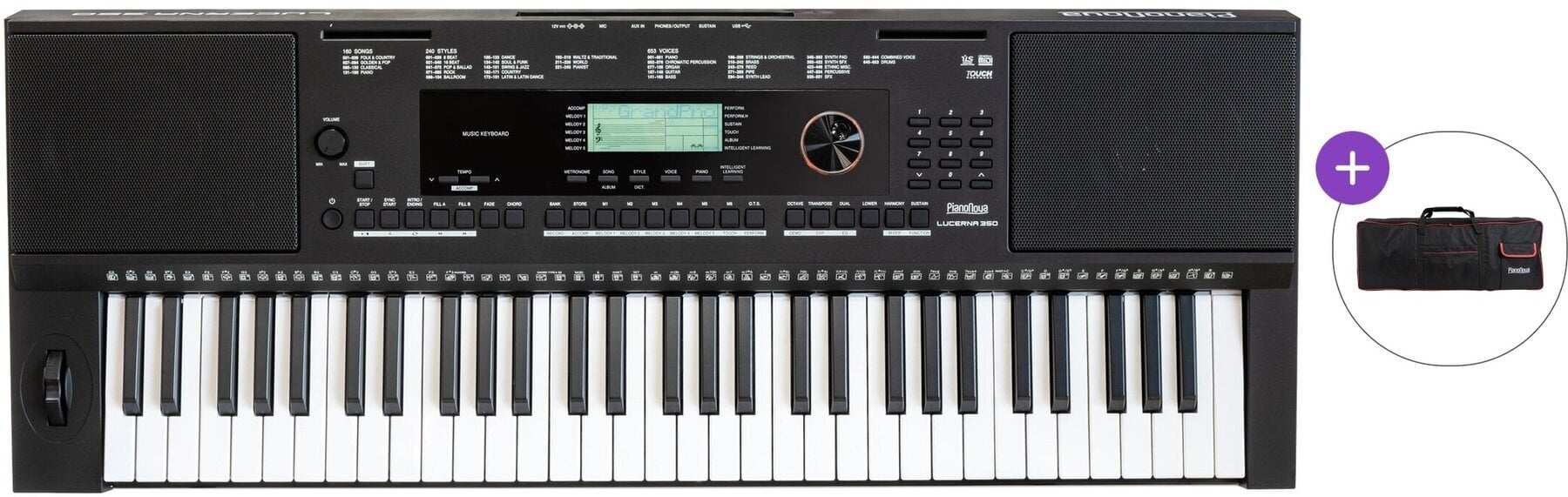 Keyboard met aanslaggevoeligheid Pianonova Lucerna 350 Basic SET Keyboard met aanslaggevoeligheid Black