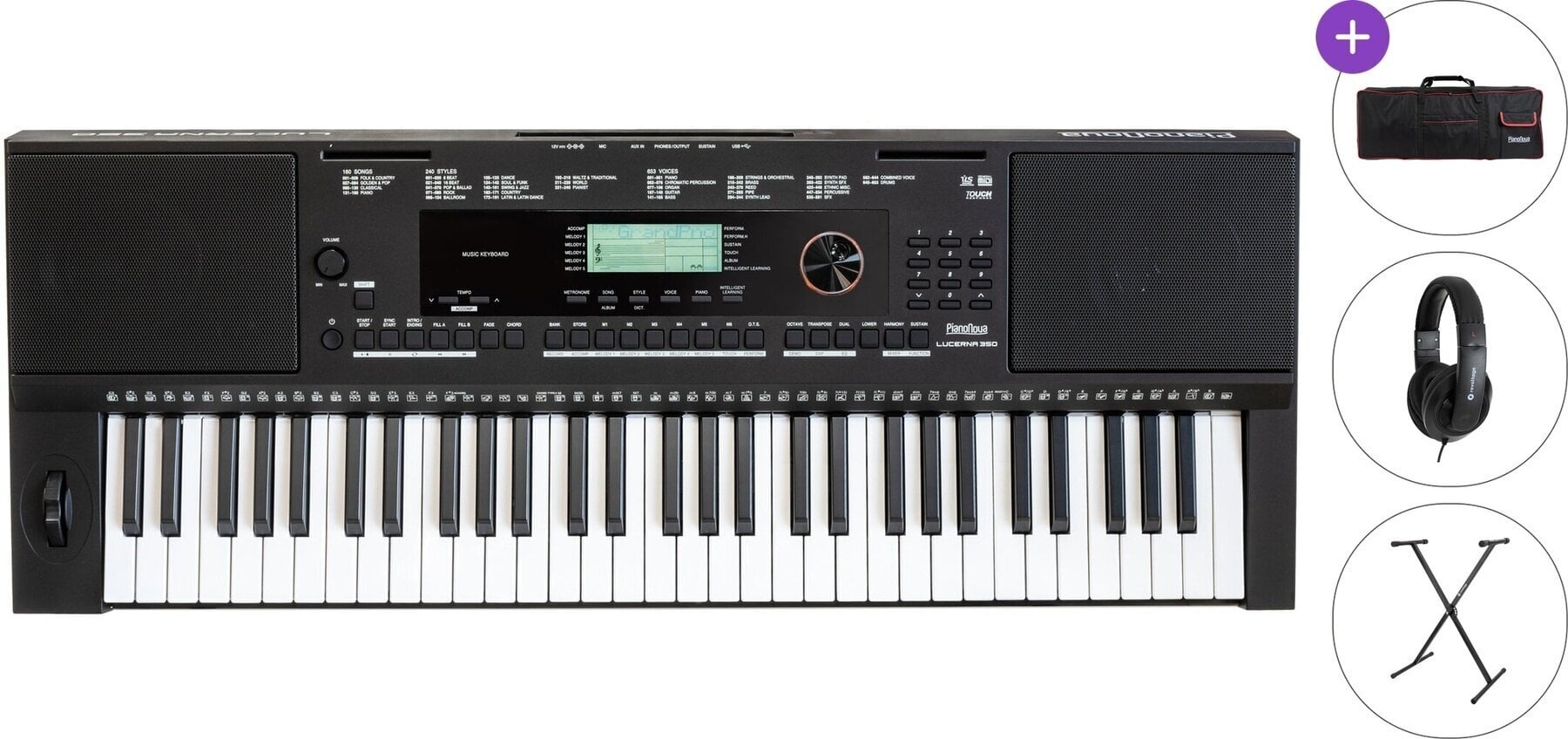 Keyboard met aanslaggevoeligheid Pianonova Lucerna 350 Standard SET Keyboard met aanslaggevoeligheid Black