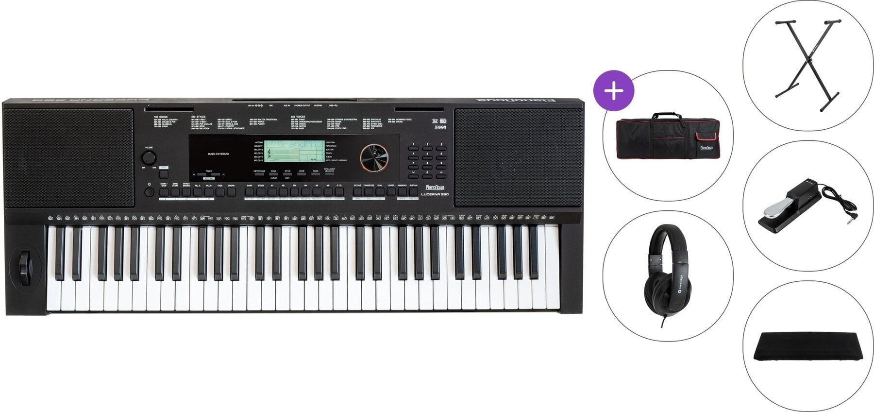 Keyboard with Touch Response Pianonova Lucerna 350 Premium SET Keyboard with Touch Response Black