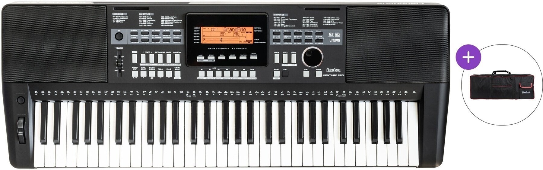 Keyboard with Touch Response Pianonova Venturo 650 Basic SET Keyboard with Touch Response Black