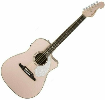 Dreadnought elektro-akoestische gitaar Fender Sonoran SCE Shell Pink - 1
