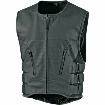 Icon Regulator D3O Stripped Leather Vest Black S/M
