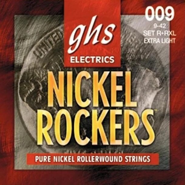 Cordes pour guitares électriques GHS Nickel Rockers R+RXL Cordes pour guitares électriques