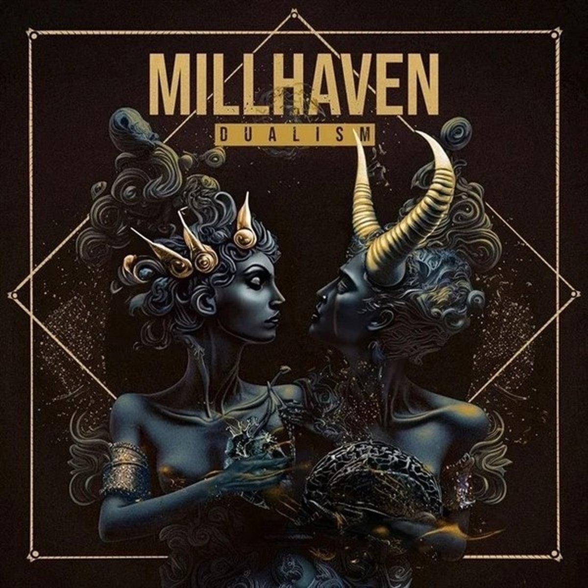 Disco in vinile The Curse Of Millhaven - Dualism (Limited Edition) (White/Blue Marbled Coloured) (LP)